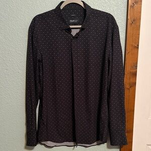 Kenneth Cole Black Dress Shirt with White Dots